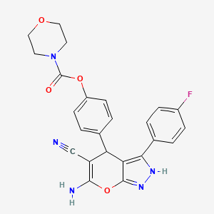 4-[6-amino-5-cyano-3-(4-fluorophenyl)-1,4-dihydropyrano[2,3-c]pyrazol-4-yl]phenyl morpholine-4-carboxylate