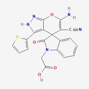 molecular formula C20H13N5O4S B4293210 [6'-amino-5'-cyano-2-oxo-3'-(2-thienyl)-1'H-spiro[indole-3,4'-pyrano[2,3-c]pyrazol]-1(2H)-yl]acetic acid 