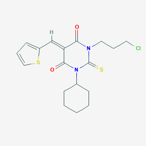 molecular formula C18H21ClN2O2S2 B429322 1-(3-chloropropyl)-3-cyclohexyl-5-(2-thienylmethylene)-2-thioxodihydro-4,6(1H,5H)-pyrimidinedione 