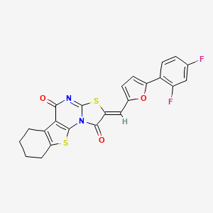 molecular formula C23H14F2N2O3S2 B4293233 2-{[5-(2,4-difluorophenyl)-2-furyl]methylene}-6,7,8,9-tetrahydro-5H-[1]benzothieno[3,2-e][1,3]thiazolo[3,2-a]pyrimidine-1,5(2H)-dione 