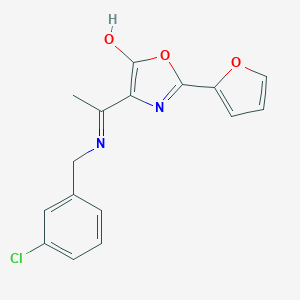 molecular formula C16H13ClN2O3 B429325 4-[1-[(3-氯苯基)甲基氨基]亚乙基]-2-(2-呋喃基)-5-恶唑酮 