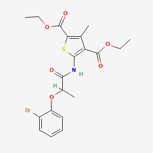 molecular formula C20H22BrNO6S B4293250 diethyl 5-{[2-(2-bromophenoxy)propanoyl]amino}-3-methylthiophene-2,4-dicarboxylate 