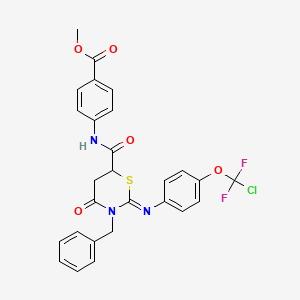 molecular formula C27H22ClF2N3O5S B4293257 methyl 4-({[3-benzyl-2-({4-[chloro(difluoro)methoxy]phenyl}imino)-4-oxo-1,3-thiazinan-6-yl]carbonyl}amino)benzoate 