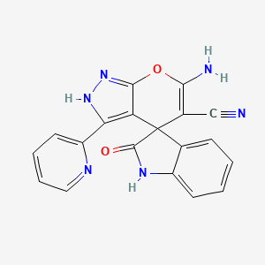 6'-amino-2-oxo-3'-pyridin-2-yl-1,2-dihydro-1'H-spiro[indole-3,4'-pyrano[2,3-c]pyrazole]-5'-carbonitrile