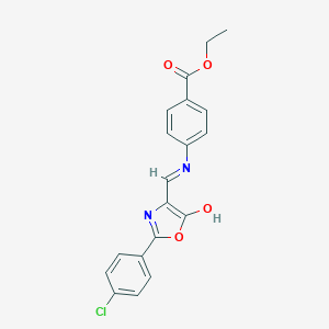 molecular formula C19H15ClN2O4 B429330 ethyl 4-{[(2-(4-chlorophenyl)-5-oxo-1,3-oxazol-4(5H)-ylidene)methyl]amino}benzoate 