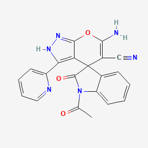 1-acetyl-6'-amino-2-oxo-3'-pyridin-2-yl-1,2-dihydro-1'H-spiro[indole-3,4'-pyrano[2,3-c]pyrazole]-5'-carbonitrile