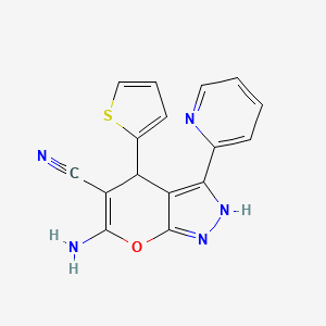 6-amino-3-pyridin-2-yl-4-(2-thienyl)-1,4-dihydropyrano[2,3-c]pyrazole-5-carbonitrile