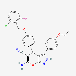 6-amino-4-{4-[(2-chloro-6-fluorobenzyl)oxy]phenyl}-3-(4-ethoxyphenyl)-1,4-dihydropyrano[2,3-c]pyrazole-5-carbonitrile