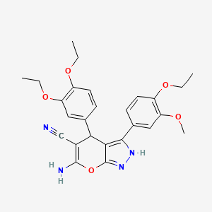 6-amino-4-(3,4-diethoxyphenyl)-3-(4-ethoxy-3-methoxyphenyl)-1,4-dihydropyrano[2,3-c]pyrazole-5-carbonitrile