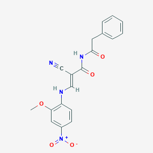 molecular formula C19H16N4O5 B429334 2-cyano-3-{4-nitro-2-methoxyanilino}-N-(phenylacetyl)acrylamide 
