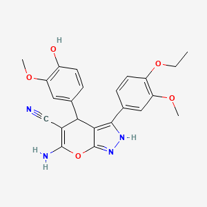 6-amino-3-(4-ethoxy-3-methoxyphenyl)-4-(4-hydroxy-3-methoxyphenyl)-1,4-dihydropyrano[2,3-c]pyrazole-5-carbonitrile