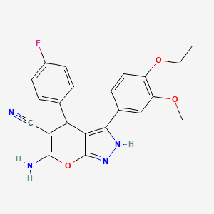 6-amino-3-(4-ethoxy-3-methoxyphenyl)-4-(4-fluorophenyl)-1,4-dihydropyrano[2,3-c]pyrazole-5-carbonitrile