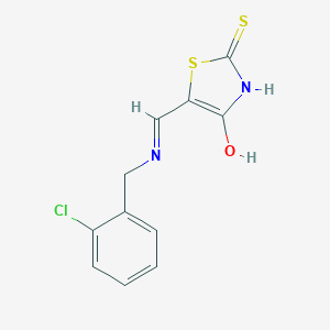 molecular formula C11H9ClN2OS2 B429335 5-{[(2-Chlorobenzyl)amino]methylene}-2-thioxo-1,3-thiazolidin-4-one 