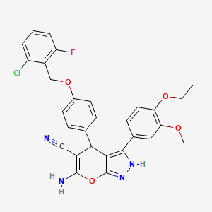 6-amino-4-{4-[(2-chloro-6-fluorobenzyl)oxy]phenyl}-3-(4-ethoxy-3-methoxyphenyl)-1,4-dihydropyrano[2,3-c]pyrazole-5-carbonitrile