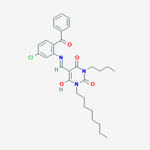 molecular formula C30H36ClN3O4 B429337 5-[(2-benzoyl-5-chloroanilino)methylene]-1-butyl-3-octyl-2,4,6(1H,3H,5H)-pyrimidinetrione 