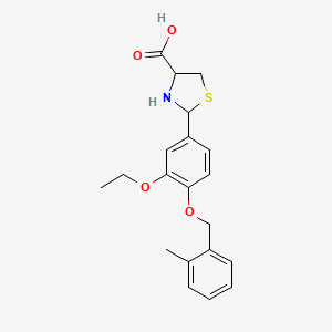 molecular formula C20H23NO4S B4293376 2-{3-ethoxy-4-[(2-methylbenzyl)oxy]phenyl}-1,3-thiazolidine-4-carboxylic acid 