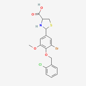 molecular formula C18H17BrClNO4S B4293379 2-{3-bromo-4-[(2-chlorobenzyl)oxy]-5-methoxyphenyl}-1,3-thiazolidine-4-carboxylic acid 