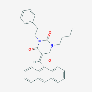 molecular formula C31H28N2O3 B429343 5-(9-anthrylmethylene)-1-butyl-3-(2-phenylethyl)-2,4,6(1H,3H,5H)-pyrimidinetrione 