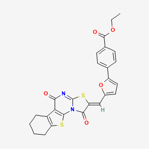 ethyl 4-{5-[(1,5-dioxo-6,7,8,9-tetrahydro-5H-[1]benzothieno[3,2-e][1,3]thiazolo[3,2-a]pyrimidin-2(1H)-ylidene)methyl]-2-furyl}benzoate