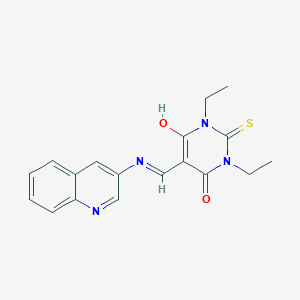 molecular formula C18H18N4O2S B429346 1,3-diethyl-5-[(3-quinolinylamino)methylene]-2-thioxodihydro-4,6(1H,5H)-pyrimidinedione 