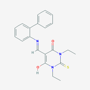molecular formula C21H21N3O2S B429347 5-[([1,1'-biphenyl]-2-ylamino)methylene]-1,3-diethyl-2-thioxodihydro-4,6(1H,5H)-pyrimidinedione 