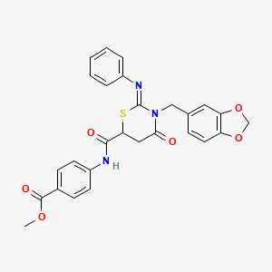 molecular formula C27H23N3O6S B4293477 methyl 4-({[3-(1,3-benzodioxol-5-ylmethyl)-4-oxo-2-(phenylimino)-1,3-thiazinan-6-yl]carbonyl}amino)benzoate 