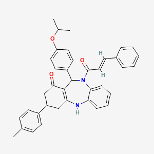 10-cinnamoyl-11-(4-isopropoxyphenyl)-3-(4-methylphenyl)-2,3,4,5,10,11-hexahydro-1H-dibenzo[b,e][1,4]diazepin-1-one