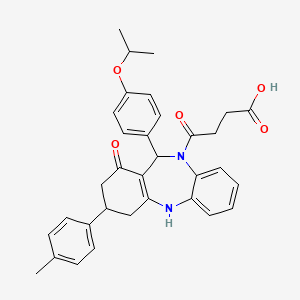 molecular formula C33H34N2O5 B4293503 4-[11-(4-isopropoxyphenyl)-3-(4-methylphenyl)-1-oxo-1,2,3,4,5,11-hexahydro-10H-dibenzo[b,e][1,4]diazepin-10-yl]-4-oxobutanoic acid 