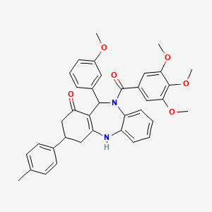 molecular formula C37H36N2O6 B4293514 11-(3-methoxyphenyl)-3-(4-methylphenyl)-10-(3,4,5-trimethoxybenzoyl)-2,3,4,5,10,11-hexahydro-1H-dibenzo[b,e][1,4]diazepin-1-one 