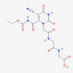 molecular formula C15H16N6O9 B429352 2-[[2-[[2-[5-Cyano-6-(ethoxycarbonylcarbamoyl)-2,4-dioxopyrimidin-1-yl]acetyl]amino]acetyl]amino]acetic acid 