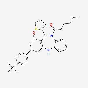 molecular formula C33H38N2O2S B4293528 3-(4-tert-butylphenyl)-10-hexanoyl-11-(2-thienyl)-2,3,4,5,10,11-hexahydro-1H-dibenzo[b,e][1,4]diazepin-1-one 