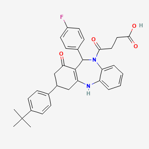molecular formula C33H33FN2O4 B4293533 4-[3-(4-tert-butylphenyl)-11-(4-fluorophenyl)-1-oxo-1,2,3,4,5,11-hexahydro-10H-dibenzo[b,e][1,4]diazepin-10-yl]-4-oxobutanoic acid 