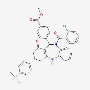 molecular formula C38H35ClN2O4 B4293540 methyl 4-[3-(4-tert-butylphenyl)-10-(2-chlorobenzoyl)-1-oxo-2,3,4,5,10,11-hexahydro-1H-dibenzo[b,e][1,4]diazepin-11-yl]benzoate 