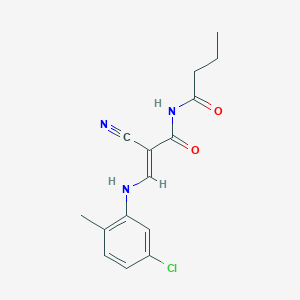 molecular formula C15H16ClN3O2 B429356 N-butyryl-3-(5-chloro-2-methylanilino)-2-cyanoacrylamide 