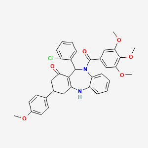 molecular formula C36H33ClN2O6 B4293561 11-(2-chlorophenyl)-3-(4-methoxyphenyl)-10-(3,4,5-trimethoxybenzoyl)-2,3,4,5,10,11-hexahydro-1H-dibenzo[b,e][1,4]diazepin-1-one 