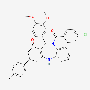 molecular formula C35H31ClN2O4 B4293581 10-(4-chlorobenzoyl)-11-(3,4-dimethoxyphenyl)-3-(4-methylphenyl)-2,3,4,5,10,11-hexahydro-1H-dibenzo[b,e][1,4]diazepin-1-one 
