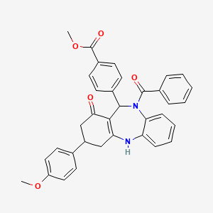 molecular formula C35H30N2O5 B4293584 methyl 4-[10-benzoyl-3-(4-methoxyphenyl)-1-oxo-2,3,4,5,10,11-hexahydro-1H-dibenzo[b,e][1,4]diazepin-11-yl]benzoate 