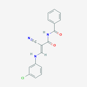 molecular formula C17H12ClN3O2 B429359 N-benzoyl-3-(3-chloroanilino)-2-cyanoacrylamide 