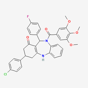 molecular formula C35H30ClFN2O5 B4293590 3-(4-chlorophenyl)-11-(4-fluorophenyl)-10-(3,4,5-trimethoxybenzoyl)-2,3,4,5,10,11-hexahydro-1H-dibenzo[b,e][1,4]diazepin-1-one 