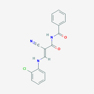 molecular formula C17H12ClN3O2 B429361 N-benzoyl-3-(2-chloroanilino)-2-cyanoacrylamide 