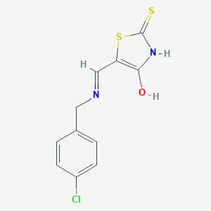 molecular formula C11H9ClN2OS2 B429362 5-{[(4-Chlorobenzyl)amino]methylene}-2-thioxo-1,3-thiazolidin-4-one 