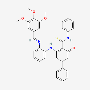 molecular formula C35H33N3O4S B4293626 6-oxo-N,4-diphenyl-2-({2-[(3,4,5-trimethoxybenzylidene)amino]phenyl}amino)cyclohex-1-ene-1-carbothioamide 