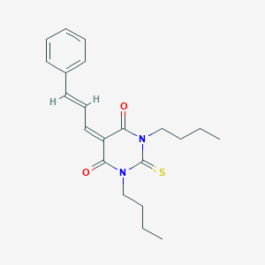 molecular formula C21H26N2O2S B429363 1,3-dibutyl-5-(3-phenyl-2-propenylidene)-2-thioxodihydro-4,6(1H,5H)-pyrimidinedione 