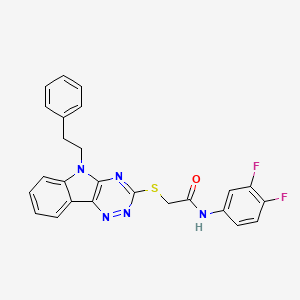 molecular formula C25H19F2N5OS B4293630 N-(3,4-difluorophenyl)-2-{[5-(2-phenylethyl)-5H-[1,2,4]triazino[5,6-b]indol-3-yl]thio}acetamide 