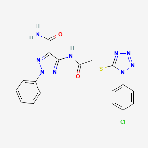 molecular formula C18H14ClN9O2S B4293631 5-[({[1-(4-chlorophenyl)-1H-tetrazol-5-yl]thio}acetyl)amino]-2-phenyl-2H-1,2,3-triazole-4-carboxamide 