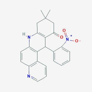 9,9-dimethyl-12-(2-nitrophenyl)-8,9,10,12-tetrahydrobenzo[b]-4,7-phenanthrolin-11(7H)-one