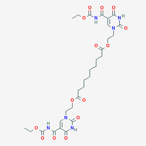 molecular formula C30H40N6O14 B429365 bis[2-(5-{[(ethoxycarbonyl)amino]carbonyl}-2,4-dioxo-3,4-dihydro-1(2H)-pyrimidinyl)ethyl] sebacate 
