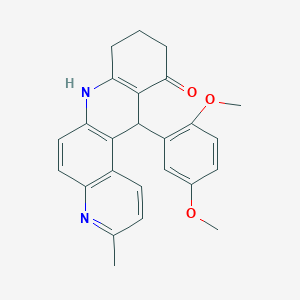 molecular formula C25H24N2O3 B4293652 12-(2,5-dimethoxyphenyl)-3-methyl-8,9,10,12-tetrahydrobenzo[b]-4,7-phenanthrolin-11(7H)-one 