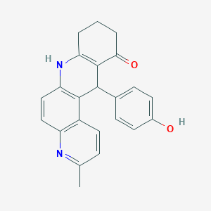 molecular formula C23H20N2O2 B4293660 12-(4-hydroxyphenyl)-3-methyl-8,9,10,12-tetrahydrobenzo[b]-4,7-phenanthrolin-11(7H)-one 