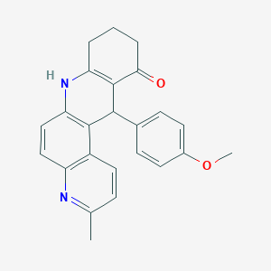 molecular formula C24H22N2O2 B4293668 12-(4-methoxyphenyl)-3-methyl-8,9,10,12-tetrahydrobenzo[b]-4,7-phenanthrolin-11(7H)-one 